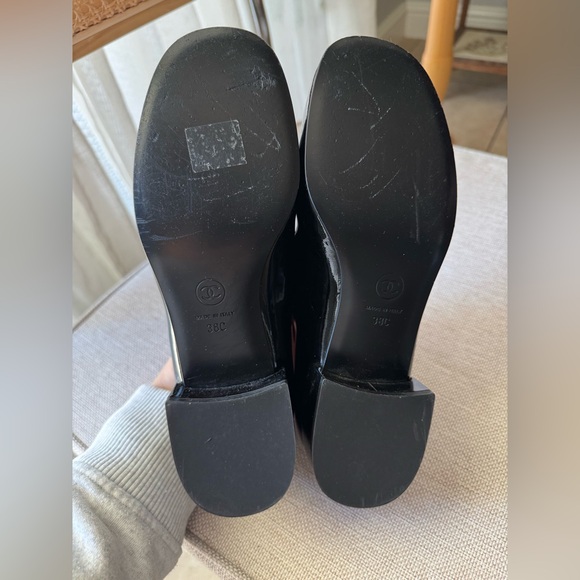 Chanel Glossy Black CC patent leather Loafers Tassel 38C / Size 8 Authentic - Picture 5 of 9